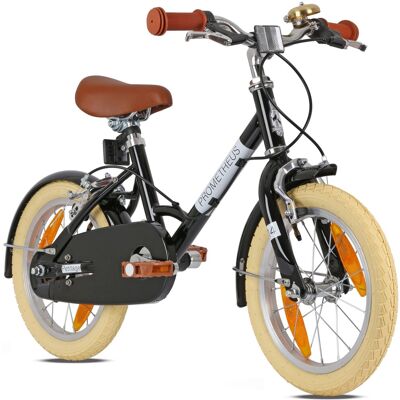 PROMETHEUS BIKES Kinderfahrrad 14 Zoll ab 4 Jahre Retro Look mit Felgenbremse & Ständer Schwarz PROMETHEUS BIKES Kinderfahrrad 14 Zoll ab 4 Jahre Retro Look mit Felgenbremse & Ständer Schwarz