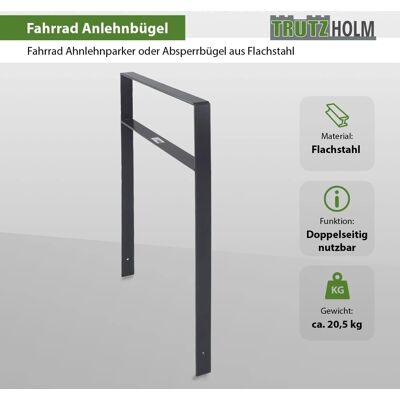 TRUTZHOLM 2x Fahrradanlehnbügel 114 x 77 cm Flachstahl 13 mm Anthrazit Typ H TRUTZHOLM 2x Fahrradanlehnbügel 114 x 77 cm Flachstahl 13 mm Anthrazit Typ H