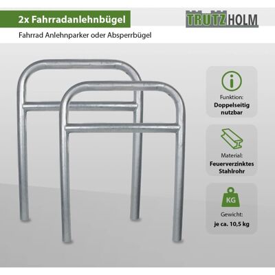 TRUTZHOLM 2x Fahrradanlehnbügel 78 x 115 cm Stahl Durchmesser 60 mm Typ H TRUTZHOLM 2x Fahrradanlehnbügel 78 x 115 cm Stahl Durchmesser 60 mm Typ H