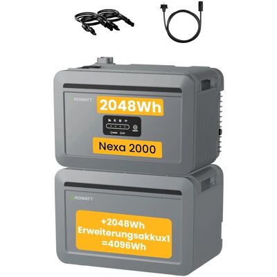 Growatt NEXA 2000 Balkonkraftwerk Speicher Set 4096 Wh LiFePO4 Steckerfertig Growatt NEXA 2000 Balkonkraftwerk Speicher Set 4096 Wh LiFePO4 Steckerfertig