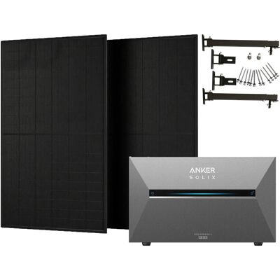 Anker Solix 1.000 W Balkonkraftwerke mit Solarbank 3 Pro Mit Halterung für Flachdach Anker Solix 1.000 W Balkonkraftwerke mit Solarbank 3 Pro Mit Halterung für Flachdach