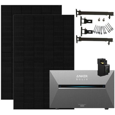 Anker SOLIX 3 Pro 910W Balkonkraftwerk mit 2×455W Modulen, Smart Meter, IP65 mit Halterung für Flachdach Anker SOLIX 3 Pro 910W Balkonkraftwerk mit 2×455W Modulen, Smart Meter, IP65 mit Halterung für Flachdach