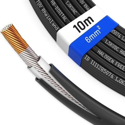 hb-digital Solarkabel 6 mm² H1Z2Z2-K TÜV zertifiziertes PV Kabel für Solar Anlagen 10m schwarz hb-digital Solarkabel 6 mm² H1Z2Z2-K TÜV zertifiziertes PV Kabel für Solar Anlagen 10m schwarz