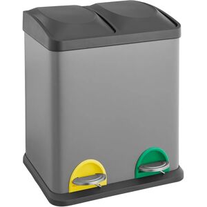 Svita TC2X15 Mülleimer 30L 2x15 Treteimer Papierkorb Mülltrennung Stahl Grau Svita TC2X15 Mülleimer 30L 2x15 Treteimer Papierkorb Mülltrennung Stahl Grau