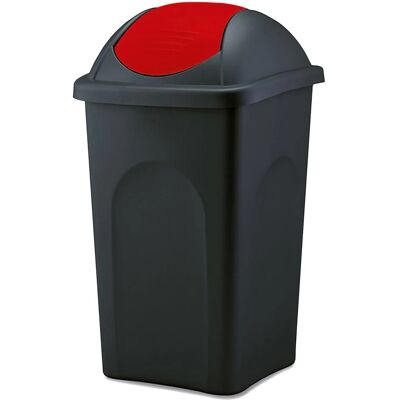 BigDean Mülleimer Groß 60L Schwarz mit Schwingdeckel Rot aus Kunststoff Müllsammler Abfalleimer Mülltonne Abfallbehälter BigDean Mülleimer Groß 60L Schwarz mit Schwingdeckel Rot aus Kunststoff Müllsammler Abfalleimer Mülltonne Abfallbehälter
