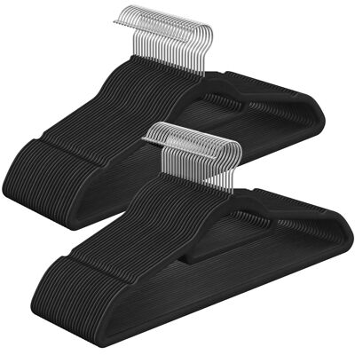 Songmics Samt-Kleiderbügel-Set Breanna Schwarz-Silber 50 teilig Songmics Samt-Kleiderbügel-Set Breanna Schwarz-Silber 50 teilig