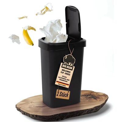 BigDean 2x Mülleimer 50 Liter Schwing & Klappdeckel Schwarz Küche BigDean 2x Mülleimer 50 Liter Schwing & Klappdeckel Schwarz Küche