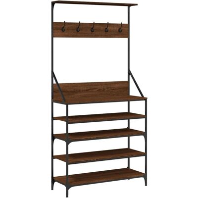 vidaXL Kleiderständer mit Schuhablage Braun Eiche-Optik 90x34x184 cm 837881 vidaXL Kleiderständer mit Schuhablage Braun Eiche-Optik 90x34x184 cm 837881
