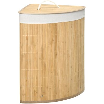 HOMCOM Wäschekorb mit Deckel Bambus Naturholz 38L x 38B x 57H cm HOMCOM Wäschekorb mit Deckel Bambus Naturholz 38L x 38B x 57H cm