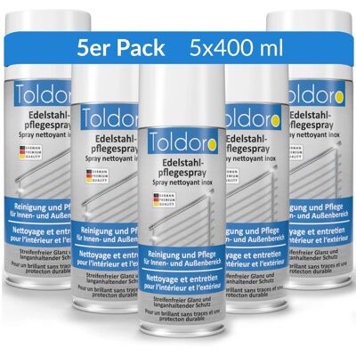 Toldoro 5x Edelstahl Pflegespray 400ml Edelstahlreiniger für Küche oder Grill Edelstahlpflege Spray als Reinigungsmittel oder Metallreiniger Toldoro 5x Edelstahl Pflegespray 400ml Edelstahlreiniger für Küche oder Grill Edelstahlpflege Spray als Reinigungsmittel oder Metallreiniger