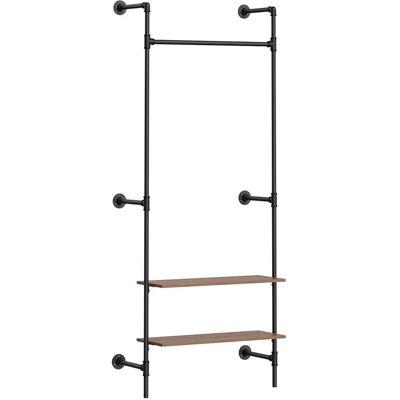 SoBuy Kleiderständer Wandmontage mit 2 MDF Ablagen Garderobenständer 91,5x220x48cm KLS20-SCH SoBuy Kleiderständer Wandmontage mit 2 MDF Ablagen Garderobenständer 91,5x220x48cm KLS20-SCH
