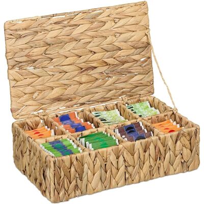 Relaxdays Teebox Wasserhyazinthe Natur 8 Fächer 10 cm x 33 cm x 20,5 cm 730 g Relaxdays Teebox Wasserhyazinthe Natur 8 Fächer 10 cm x 33 cm x 20,5 cm 730 g
