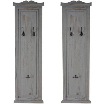BERLINLODGE Garderobe 2er-Set 109x28x5,5cm Wandhaken Holz Grau Shabby BERLINLODGE Garderobe 2er-Set 109x28x5,5cm Wandhaken Holz Grau Shabby