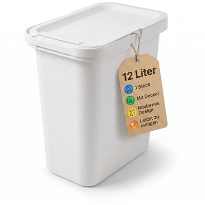 BigDean 12 Liter Mülleimer mit Deckel & Henkel & Mülltütenbefestigung BigDean 12 Liter Mülleimer mit Deckel & Henkel & Mülltütenbefestigung