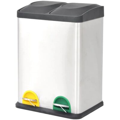DELUKE Mülleimer 2 Fächer Edelstahl 2x 18L Inneneimer Herausnehmbar Pedaleimer Tretmülleimer Küche Abfalleimer Mit Deckel Treteimer Büro DELUKE Mülleimer 2 Fächer Edelstahl 2x 18L Inneneimer Herausnehmbar Pedaleimer Tretmülleimer Küche Abfalleimer Mit Deckel Treteimer Büro