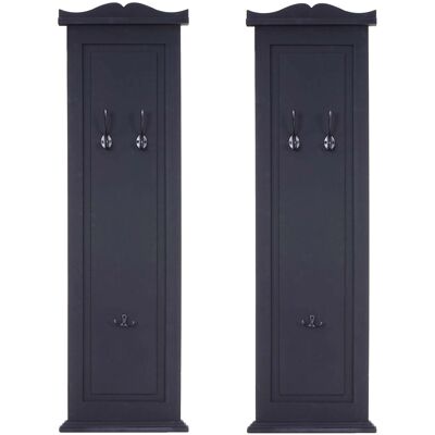 BERLINLODGE Garderobe 2er-Set 109x28x5,5cm Wandhaken Holz Dunkelgrau Lackiert BERLINLODGE Garderobe 2er-Set 109x28x5,5cm Wandhaken Holz Dunkelgrau Lackiert