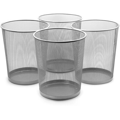 BigDean 4 Stück Papierkorb Mülleimer Büro Silber 20L Draht Vielseitiger Mülleimer BigDean 4 Stück Papierkorb Mülleimer Büro Silber 20L Draht Vielseitiger Mülleimer