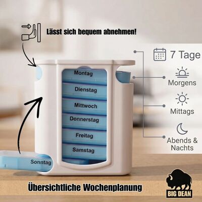 BigDean 10 Stück Tablettenbox 7 Tage Vorteilspack 4 Fächern Pro Tag Morgens Mittags Abends Nachts Medikamentenbox Wochenbox BPA Frei BigDean 10 Stück Tablettenbox 7 Tage Vorteilspack 4 Fächern Pro Tag Morgens Mittags Abends Nachts Medikamentenbox Wochenbox BPA Frei