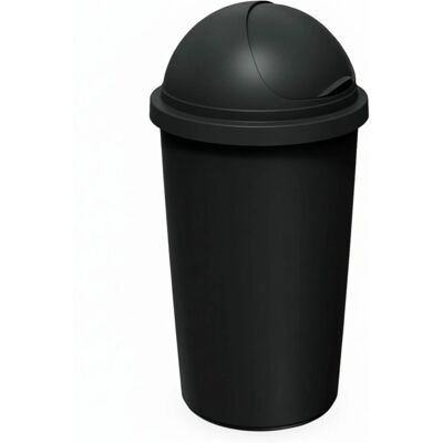 BigDean Abfalleimer Schwarz 50 L Mit Schwarzem Schiebedeckel Ø 25cm 68cm BigDean Abfalleimer Schwarz 50 L Mit Schwarzem Schiebedeckel Ø 25cm 68cm