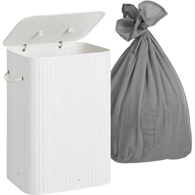 Relaxdays Wäschekorb Bambus Weiß 2 Fächer Faltbar mit Deckel 63 cm x 52 cm x 32 cm 2,1 kg Relaxdays Wäschekorb Bambus Weiß 2 Fächer Faltbar mit Deckel 63 cm x 52 cm x 32 cm 2,1 kg