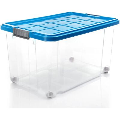 BigDean 3 Stück 60 L Aufbewahrungsbox mit Deckel Groß Azurblau Stapelbare Robuste Box BigDean 3 Stück 60 L Aufbewahrungsbox mit Deckel Groß Azurblau Stapelbare Robuste Box