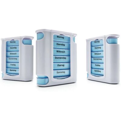 BigDean 3 Stück Tablettenbox 7 Tage Morgens Mittags Abends Nachts Weiß Medikamentenbox BPA Frei BigDean 3 Stück Tablettenbox 7 Tage Morgens Mittags Abends Nachts Weiß Medikamentenbox BPA Frei