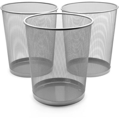 BigDean 3 Stück Papierkorb Mülleimer Büro Silber 20L Draht Vielseitiger Mülleimer BigDean 3 Stück Papierkorb Mülleimer Büro Silber 20L Draht Vielseitiger Mülleimer
