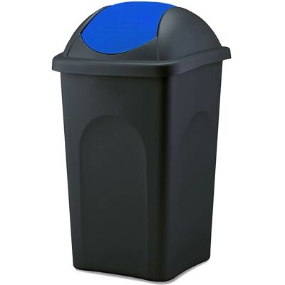 BigDean Mülleimer Groß 60L Schwarz mit Schwingdeckel Blau aus Kunststoff Müllsammler Abfalleimer Mülltonne Abfallbehälter Made in Italy BigDean Mülleimer Groß 60L Schwarz mit Schwingdeckel Blau aus Kunststoff Müllsammler Abfalleimer Mülltonne Abfallbehälter Made in Italy