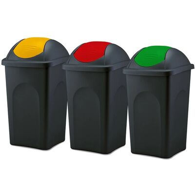 BigDean 3x Mülleimer Groß 60L Schwarz Mit Schwingdeckel Gelb Rot Und Grün Aus Kunststoff Müllsammler Abfalleimer Mülltonne Abfallbehälter BigDean 3x Mülleimer Groß 60L Schwarz mit Schwingdeckel Gelb Rot & Farbton aus Kunststoff Müllsammler Abfalleimer Mül BigDean 3x Mülleimer Groß 60L Schwarz Mit Schwingdeckel Gelb Rot Und Grün Aus Kunststoff Müllsammler Abfalleimer Mülltonne Abfallbehälter BigDean 3x Mülleimer Groß 60L Schwarz mit Schwingdeckel Gelb Rot & Farbton aus Kunststoff Müllsammler Abfalleimer Mül