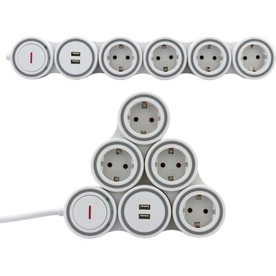 Steckdosenleiste Supraflex Flexibel 4-fach mit Schalter & USB Weiß Steckdosenleiste Supraflex Flexibel 4-fach mit Schalter & USB Weiß