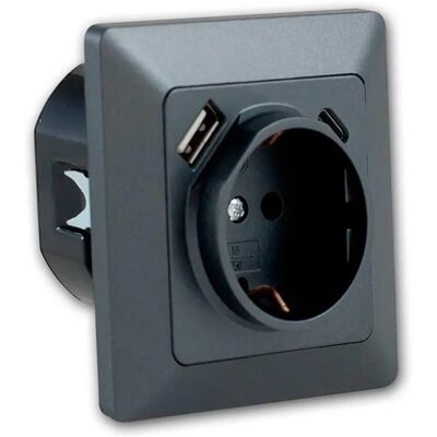 ChiliTec MILOS Steckdose mit USB CPDanthrazit mit Rahmen ChiliTec MILOS Steckdose mit USB CPDanthrazit mit Rahmen