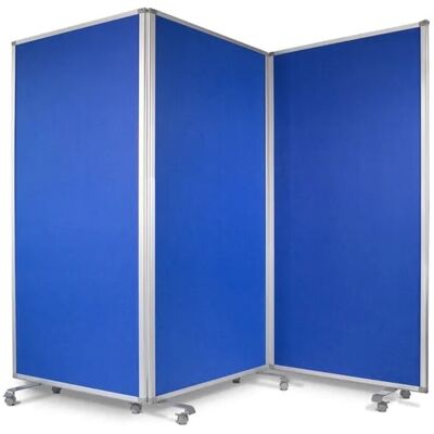 KARAT Filz Stellwand Dreiteilige Trennwand mit Rollen Doppelseitig Blau 270 x 180 cm KARAT Filz Stellwand Dreiteilige Trennwand mit Rollen Doppelseitig Blau 270 x 180 cm