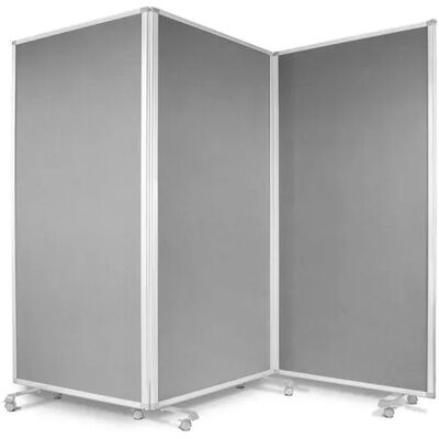 KARAT Filz Stellwand Dreiteilige Trennwand mit Rollen Doppelseitig Grau 270 x 180 cm KARAT Filz Stellwand Dreiteilige Trennwand mit Rollen Doppelseitig Grau 270 x 180 cm