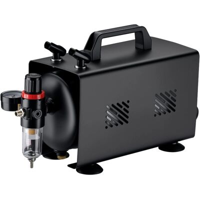 Wiltec Airbrush Kompressor As18Tb 1/6Ps Luftkompressor 20-23L/Min Pistole Design Wiltec Airbrush Kompressor As18Tb 1/6Ps Luftkompressor 20-23L/Min Pistole Design
