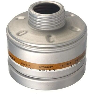 Dräger Atemschutz Kombinationsfilter 940 A2 P2 R D Gasfilter Partikelfilter mit Rd40 Anschluss Silber Dräger Atemschutz Kombinationsfilter 940 A2 P2 R D Gasfilter Partikelfilter mit Rd40 Anschluss Silber