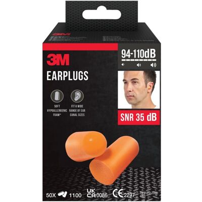 3M Einweg-Gehörschutzstöpsel Weichschaum SNR-Wert 35 dB Orange 50er-Pack 3M Einweg-Gehörschutzstöpsel Weichschaum SNR-Wert 35 dB Orange 50er-Pack