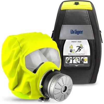 Dräger Brandschutzhaube PARAT 7520 mit ABEK CO P3 Fluchthaube Rettungshaube Filter Kohlenmonoxid Filter Dräger Brandschutzhaube PARAT 7520 mit ABEK CO P3 Fluchthaube Rettungshaube Filter Kohlenmonoxid Filter