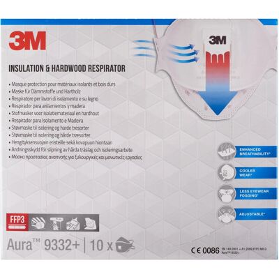 3M Aura Maske für Dämmstoffe und Hartholz 9332+ 3M Aura Maske für Dämmstoffe und Hartholz 9332+