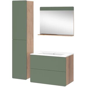 Vichy Badmöbelset - Goldkraft Eiche/Grün - 4 Teile mit Hochschrank Vichy Badmöbelset - Goldkraft Eiche/Grün - 4 Teile mit Hochschrank