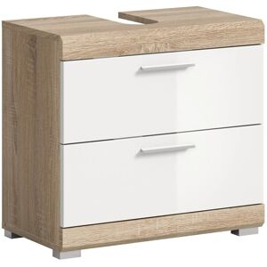 Waschbeckenunterschrank Lambada Eiche Hell/Weiß Hochglanz 56 cm x 60 cm x 34 cm Waschbeckenunterschrank Lambada Eiche Hell/Weiß Hochglanz 56 cm x 60 cm x 34 cm