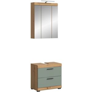 Badkombination 2-teilig 60 cm x 191 cm x 34 cm Front Salbei FSC® Badkombination 2-teilig 60 cm x 191 cm x 34 cm Front Salbei FSC®