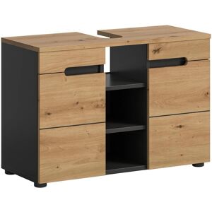 Waschbeckenunterschrank Canu 2-türig mit offenem Fach Artisan/Grau 55 cm x 80 cm Waschbeckenunterschrank Canu 2-türig mit offenem Fach Artisan/Grau 55 cm x 80 cm