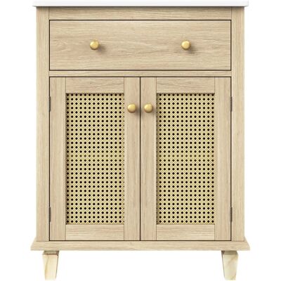 Merax Badezimmerschrank 61cm Rattan Türen Stauraum Merax Badezimmerschrank 61cm Rattan Türen Stauraum
