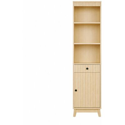 Merax Badezimmerschrank 40x36x172 cm Naturholz Geriffelte Front Schublade Merax Badezimmerschrank 40x36x172 cm Naturholz Geriffelte Front Schublade