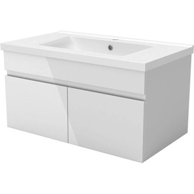 AICA Badmöbel BERGEN 80 cm Keramik Waschtisch mit Unterschrank Hochglanz Weiß Grifflos Softclose Türen 2 tlg. AICA Badmöbel BERGEN 80 cm Keramik Waschtisch mit Unterschrank Hochglanz Weiß Grifflos Softclose Türen 2 tlg.