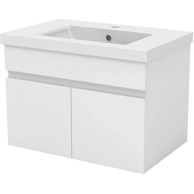 AICA Badmöbel BERGEN 60 cm Keramik Waschtisch mit Unterschrank Matt Weiß Grifflos Softclose Türen 2 tlg. AICA Badmöbel BERGEN 60 cm Keramik Waschtisch mit Unterschrank Matt Weiß Grifflos Softclose Türen 2 tlg.