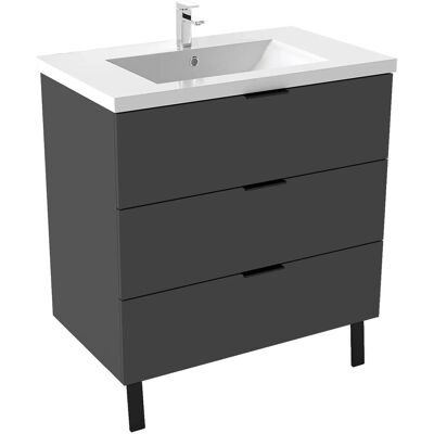 AICA Waschtisch mit Unterschrank 80 cm Kantin Badmöbel Set 2 tlg. Waschbecken mit Standschrank Anthrazit Hochglanz Griffen & Füße Softclose AICA Waschtisch mit Unterschrank 80 cm Kantin Badmöbel Set 2 tlg. Waschbecken mit Standschrank Anthrazit Hochglanz Griffen & Füße Softclose