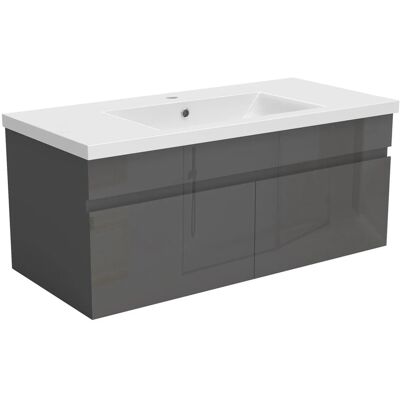 AICA Waschtisch mit Unterschrank 100 cm BERGEN Badmöbel Set 2 tlg. Waschbecken mit Unterschrank Anthrazit Hochglanz Softclose AICA Waschtisch mit Unterschrank 100 cm BERGEN Badmöbel Set 2 tlg. Waschbecken mit Unterschrank Anthrazit Hochglanz Softclose