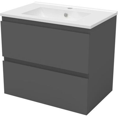 AICA Waschbecken mit Unterschrank 60 cm Aalst Badmöbel Set Waschtisch mit Unterschrank Anthrazit Matt Softclose 2 tlg. AICA Waschbecken mit Unterschrank 60 cm Aalst Badmöbel Set Waschtisch mit Unterschrank Anthrazit Matt Softclose 2 tlg.
