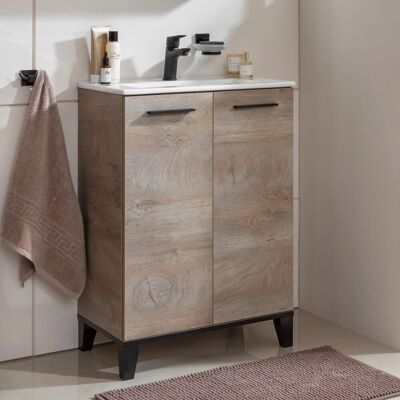 Fackelmann Waschtisch-Set TE-A mit Keramik-Waschbecken 61,2 cm Nature Oak Fackelmann Waschtisch-Set TE-A mit Keramik-Waschbecken 61,2 cm Nature Oak